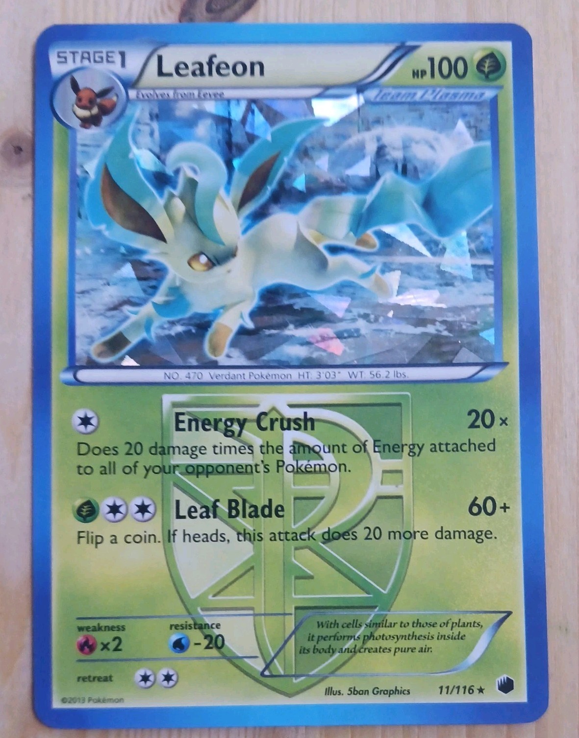 LEAFEON 11/116 PLASMA FREEZE POKEMON CRACKED ICE HOLO LP