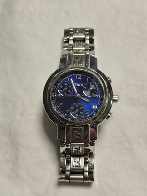 FENDI 4500L Quartz Watch Wristwatch Logo Blue Silver Women's