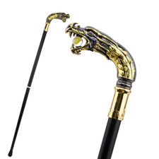 Walking Stick Dragon Handle Golden Cosplay Fashion Cane Black 34"