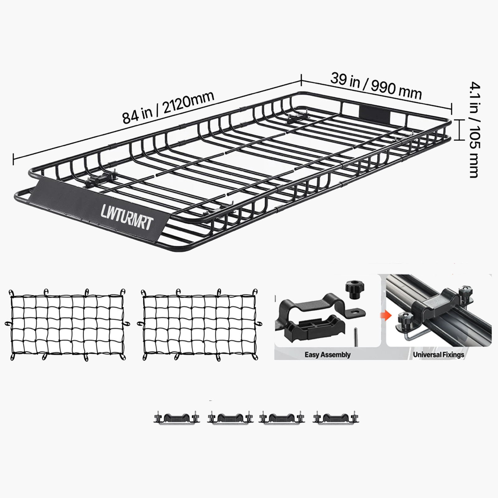 Roof Rack Fits 84" Extendable Steel Luggage Cargo Carrier Top Basket SUV Truck