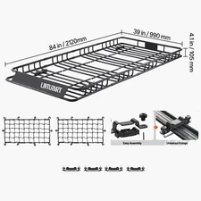 Roof Rack Fits 84" Extendable Steel Luggage Cargo Carrier Top Basket SUV Truck