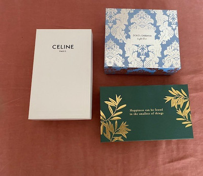 3x Geschenkbox LEER Karton : Dolce & Gabbana light blue, Celine Paris, Happines