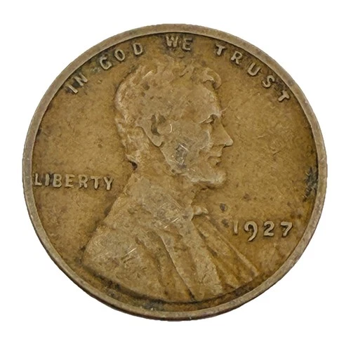 1927 Lincoln No Mint Mark US One Small Cent Coin Brown Book Filler Very Good