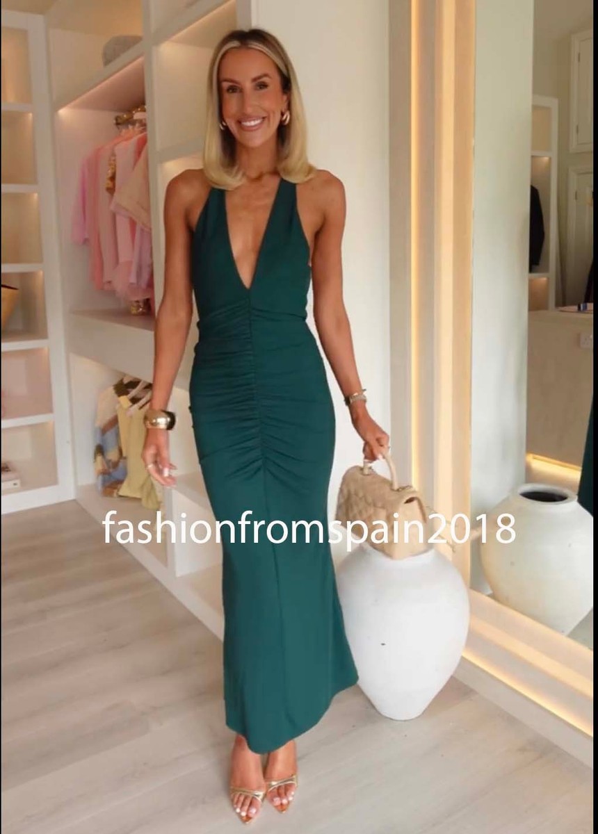 【新品未使用】HALTER NECK LOW WAIST ONEPIECE ZARA NEW WOMAN HALTER RUCHED HALTER MAXI DRESS OPEN-BACK DUCK