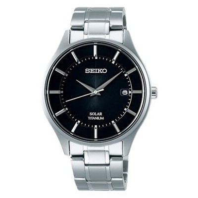 Seiko Solar Titanium SBPX103 Black Dial Sapphire Japan Men Watch Date 100m New