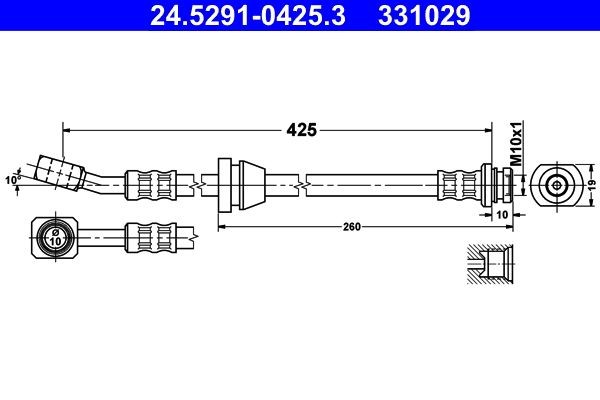 Bremsschlauch Vorne Ate 245291 04253 FÜR Chevrolet Daewoo-image