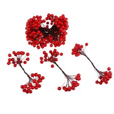 400 Pcs Artificial Burgundy Berry Picks Red Holly Berries for Wreaths
