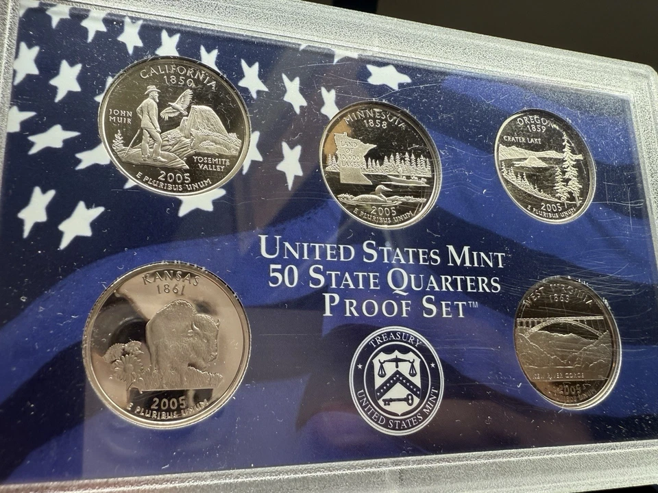 2005 United States Mint 50 State Quarters California Minnesota Oregon Kansas Etc - Image 3 of 3