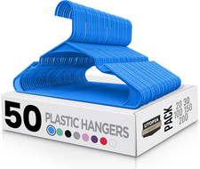 50pc Plastic Hangers - Perfect Space Saving Clothes Hanger with Shoulder Grooves
