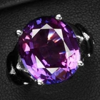 Luxurious Blue Purple Sapphire Oval 10.85Ct 925 Sterling Silver Handmade Rings