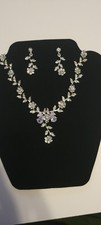 Necklace Set Silver Cubic Zirconia Earrings Bridal