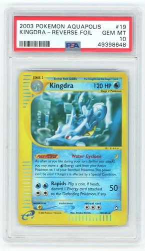 PSA 10 Kingdra 19/147 Reverse Holo Aquapolis Pokemon 2003 - POP 10