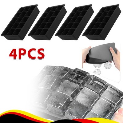 4PCS Eiswürfelform Silikon Eiswuerfelbehaelter 15 Gitter Ice Tray Cube DHL