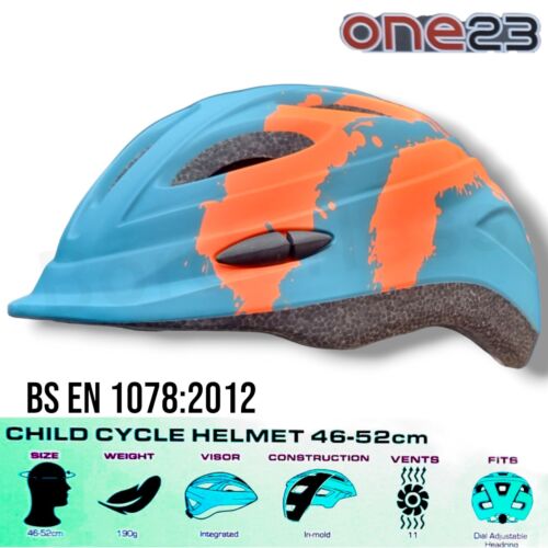 One23 Junior Helmet Kids Safety Bike Children 46-52cm Adjustable Inmold - Picture 1 of 10