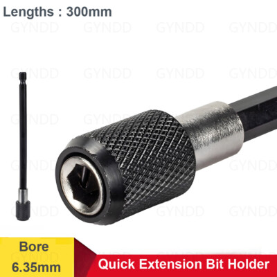 Quick Extension Bit Holder Steel 1/4'' Hex Screwdriver Drill Extra Long 300mm-