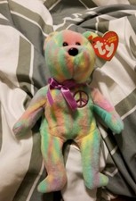 Ty Beanie Baby Peace - MWMT Bear Candy Stripes 2010 