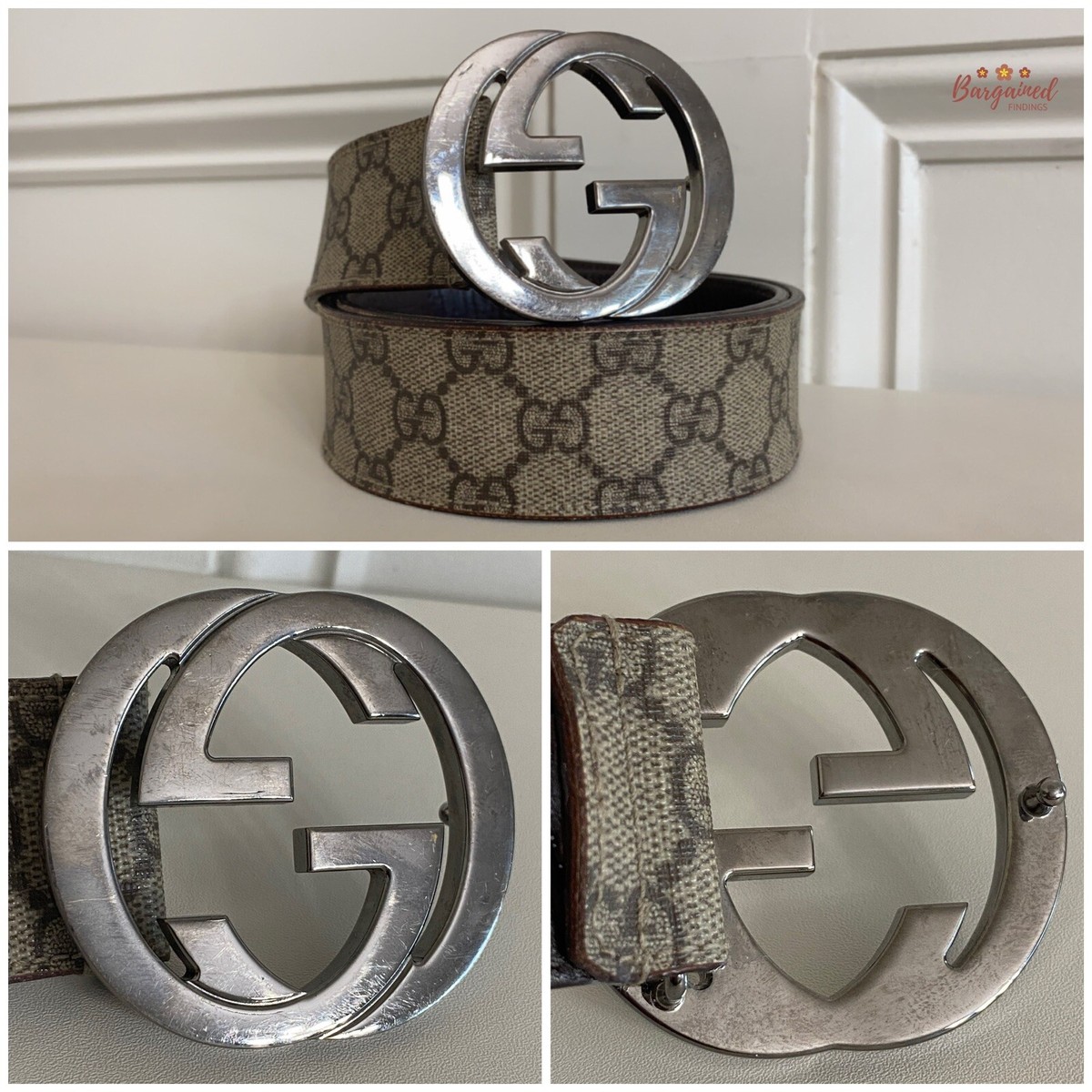 Auth Gucci Dark Brown GG Plus Monogram Interlocking G Buckle  display picture 2