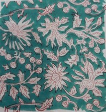 Cotton Fabric 5 Yards Hand Block Printed Running Sanganeri Fabric TAPESTRY EDH