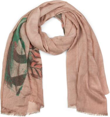 styleBREAKER Schal mit Feder Aufdruck, Boho Style, Bohemian Fransen Tuch, Damen