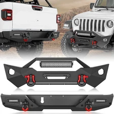 For 2020-2024 2025 Jeep Gladiator JT Rear/ Front Bumper w/ LED Lights & D-rings