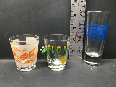 3 Florida Clear Shot Glasses 1 Tall 2 Regular