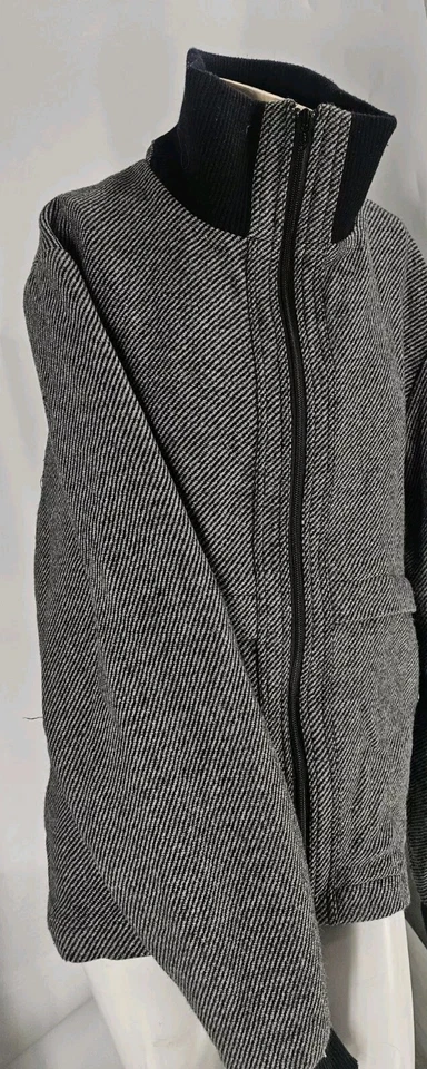 Abrigo para hombre NSF grande gris espiga mezcla de lana cremallera completa simulado Foto 4 de 4