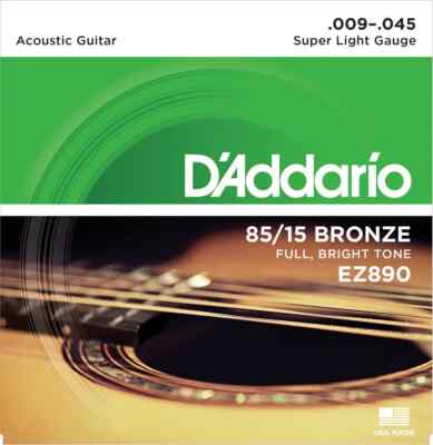 D'Addario EZ890 Akustikgitarrensaiten 85/15 Bronze 9-45 + 2 Plektrenhalter