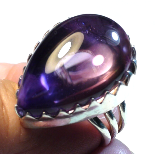 GRANDE! ANELLO AMETISTA CAMBIO COLORE NATURALE ALTA QUALITÀ 46,35 CT ARGENTO 925.9.0 - Foto 2 di 12