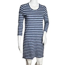J Crew Dress Womens XXS Blue Striped Jersey Knit Mini Side Zippers Casual Preppy