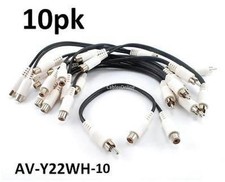 10-Pack of 6inch RCA Male to Dual Female White Audio Y-Cables, AV-Y22WH-10