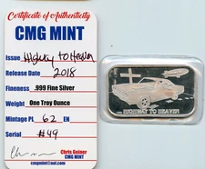 Highway to Heaven Proof Charger CMG Mint 1OZ .999 Fine silver Art Bar #49/62