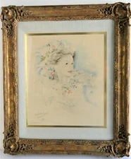 MARIETTE LYDIS 1887-1970 ANTIQUE COLORED ETCHING 1937 HAND SIGNED NUMBERED FRAME