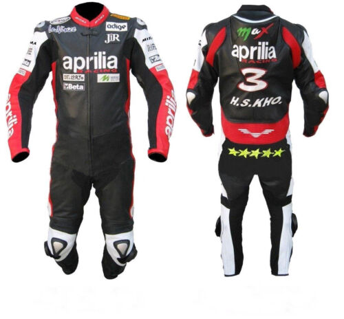 Aprilia Hommes Moto Costume Des Sports Cuir Motard Courses Armure Protecteur - Photo 1/3