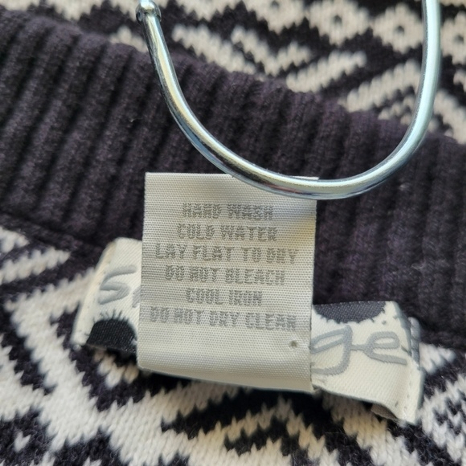 Smudge Black And White Pattern Drawstring Knit Sk… - image 11