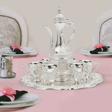 Turkish Tea Set Vintage Coffee Set W/ Pot +6 Cups For Wedding Christmas Birthday