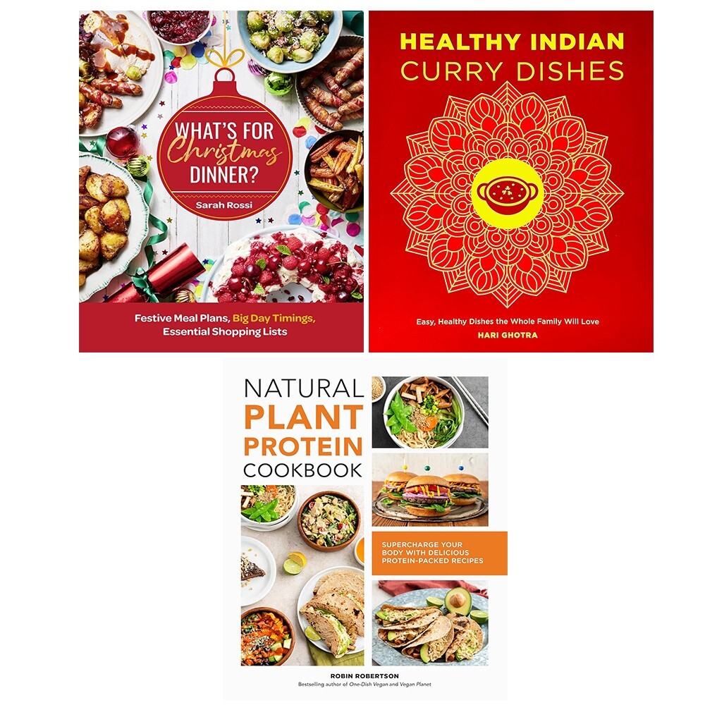 Whats For Christmas Dinner HB,Natural Plant Protein,Healthy Indian Curry 3 Books