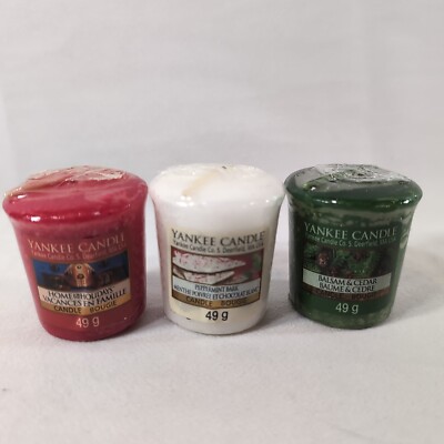 Yankee Candle 3 Set Christmas Tealights 49g Balsam Cedar Peppermint Bark Holiday