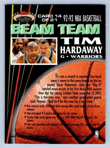 Tim Hardaway 1992-93 Stadium Club Members Only Beam Team #14 Warriors - Picture 2 of 2