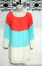 Miin Boutique  Tunic Top Size S 3/4 Sleeve Multicolored Spring/Summer Blouse