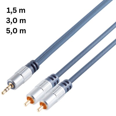 Klinke AUX Cinch Audio Kabel 3,5mm Klinkenstecker auf 2* Chinch RCA Stecker