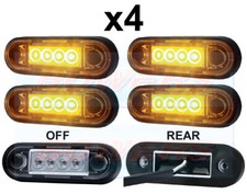 4x EASY FIT AMBER/ORANGE LED SIDE MARKER LAMPS/LIGHTS TRUCK VAN BAR *NO CUT OUT*