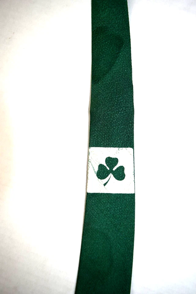 Corbata de cuello de colección trébol pintado a mano años 60 acetato verde corbata delgada 51" x 2 1/8" Foto 2 de 4