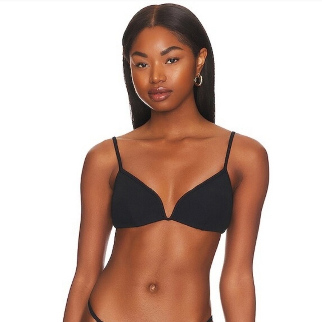 L*Space Helena Ribbed Bikini Top in Black Size S/P