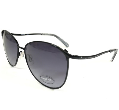 Bebe Sunglasses BB7146 001 JET OBSESSED Black Crystals Frames Purple Lenses