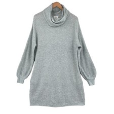 Six Crisp Days Sweater Dress Womens XS Gray Cable Knit Long Sleeve Turtle Neck