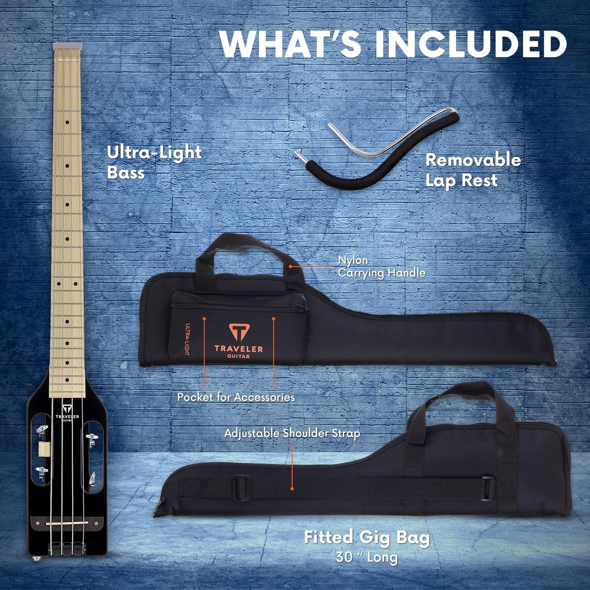 Traveler Guitar Ultra-Light Gloss Black Bass Guitar | Small Bass