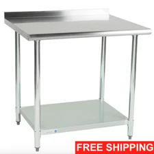 30" x 36" Stainless Steel Work Prep Table Undershelf Restaurant Backsplash NSF
