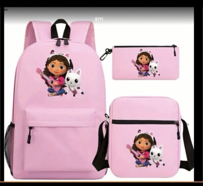Neu Gabby's Dollhouse Backpack, Kids Backpack, Schoolbag, Rucksack Set rosa
