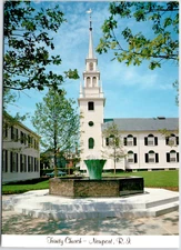 Newport Rhode Island Trinity Church Corner Mill Spring Street Vintage Postcard