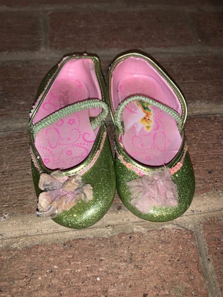 Disney Tinker Bell Ballet Pisos Hadas Brillo Zapatillas Zapatos Talla 9 10 ❤️tb9j10 Foto 2 de 4